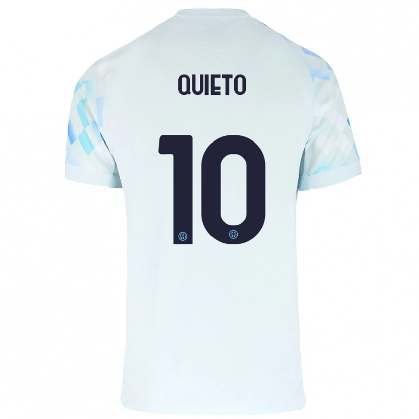Danxen Kinder Daniele Quieto #10 Weiß Blau Auswärtstrikot Trikot 2025/26 T-Shirt