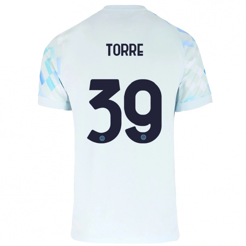 Danxen Kinder Pietro La Torre #39 Weiß Blau Auswärtstrikot Trikot 2025/26 T-Shirt