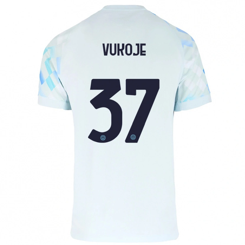 Danxen Kinder Andrija Vukoje #37 Weiß Blau Auswärtstrikot Trikot 2025/26 T-Shirt