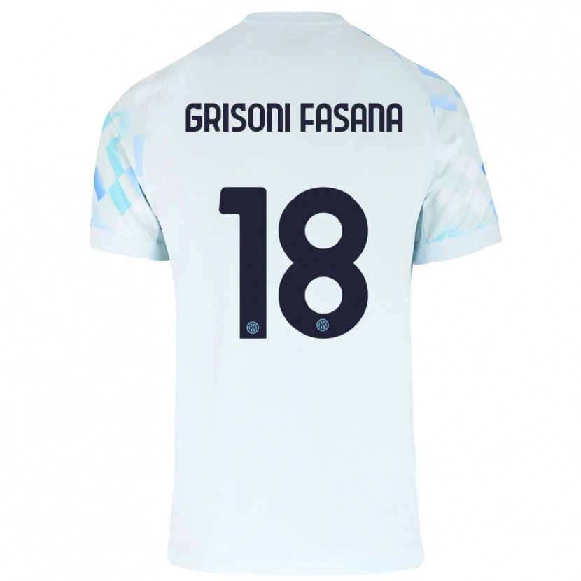 Danxen Kinder Marco Grisoni Fasana #18 Weiß Blau Auswärtstrikot Trikot 2025/26 T-Shirt