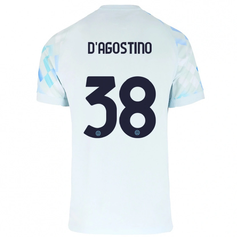 Danxen Kinder Giovanni D'agostino #38 Weiß Blau Auswärtstrikot Trikot 2025/26 T-Shirt
