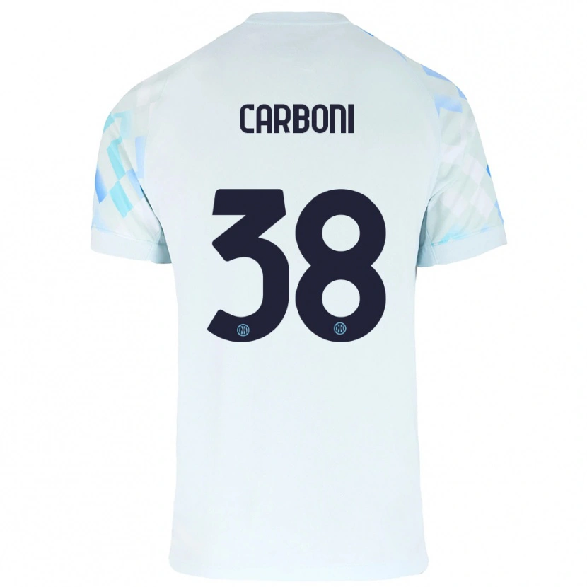 Danxen Kinder Valentin Carboni #38 Weiß Blau Auswärtstrikot Trikot 2025/26 T-Shirt