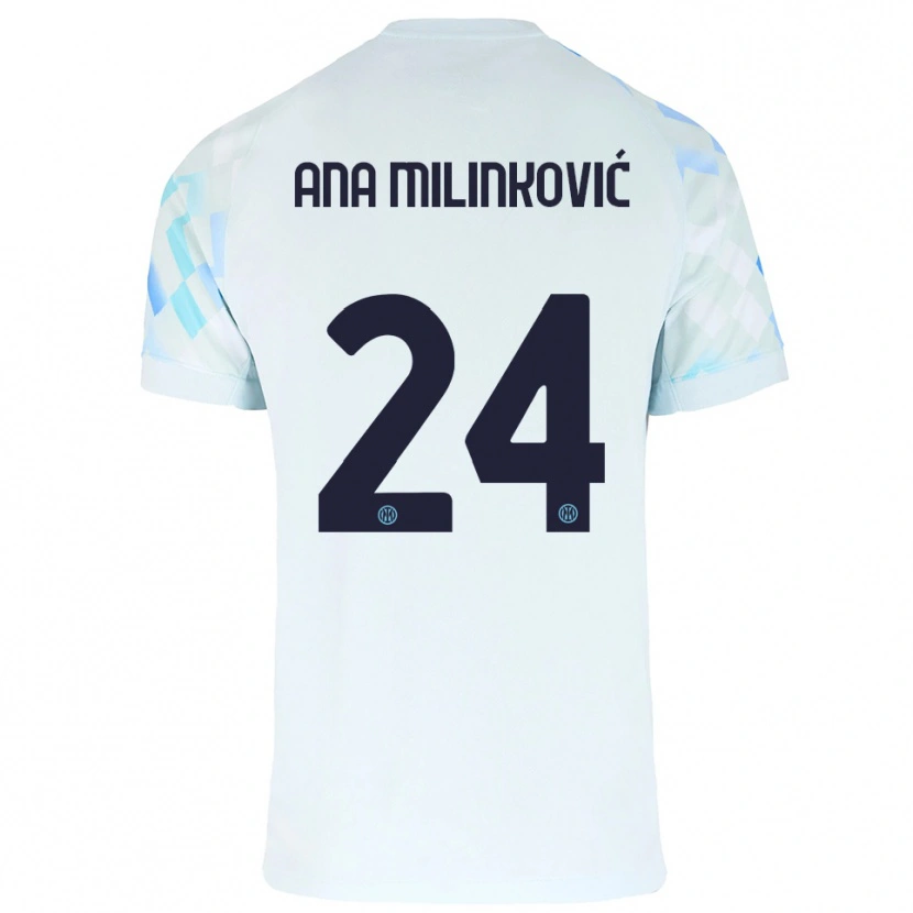 Danxen Kinder Marija Ana Milinković #24 Weiß Blau Auswärtstrikot Trikot 2025/26 T-Shirt