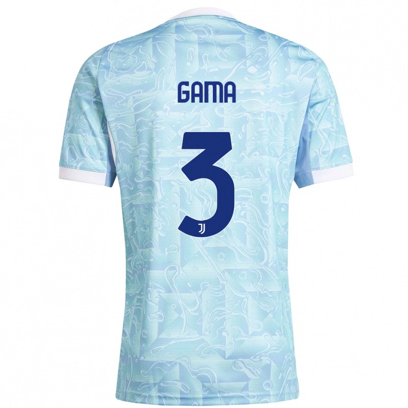 Danxen Kinder Sara Gama #3 Himmelblau Gelb Auswärtstrikot Trikot 2025/26 T-Shirt