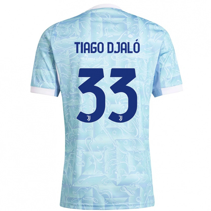 Danxen Kinder Tiago Djaló #33 Himmelblau Gelb Auswärtstrikot Trikot 2025/26 T-Shirt
