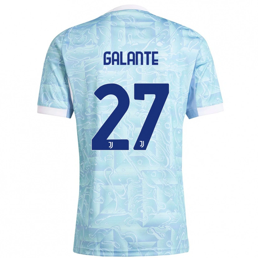 Danxen Kinder Tommaso Galante #27 Himmelblau Gelb Auswärtstrikot Trikot 2025/26 T-Shirt