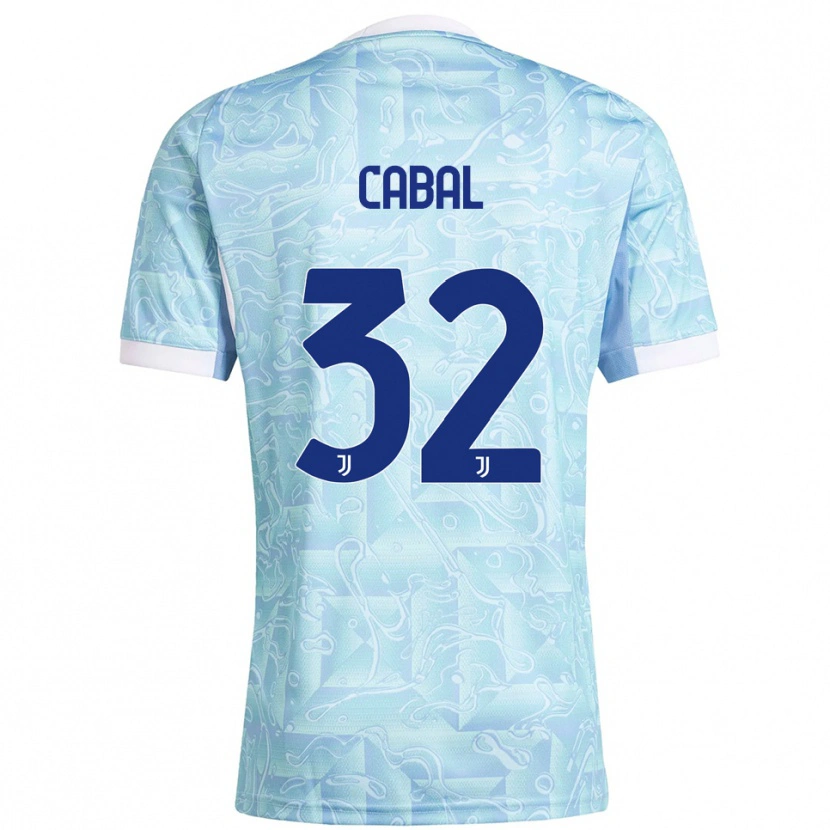 Danxen Kinder Juan Cabal #32 Himmelblau Gelb Auswärtstrikot Trikot 2025/26 T-Shirt
