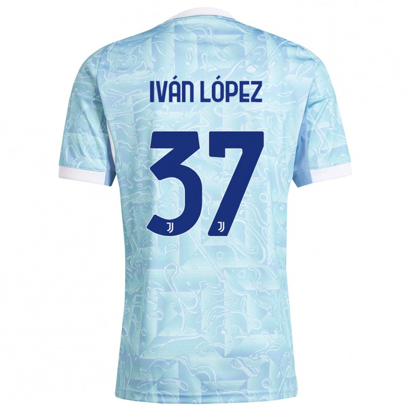 Danxen Kinder Iván López #37 Himmelblau Gelb Auswärtstrikot Trikot 2025/26 T-Shirt