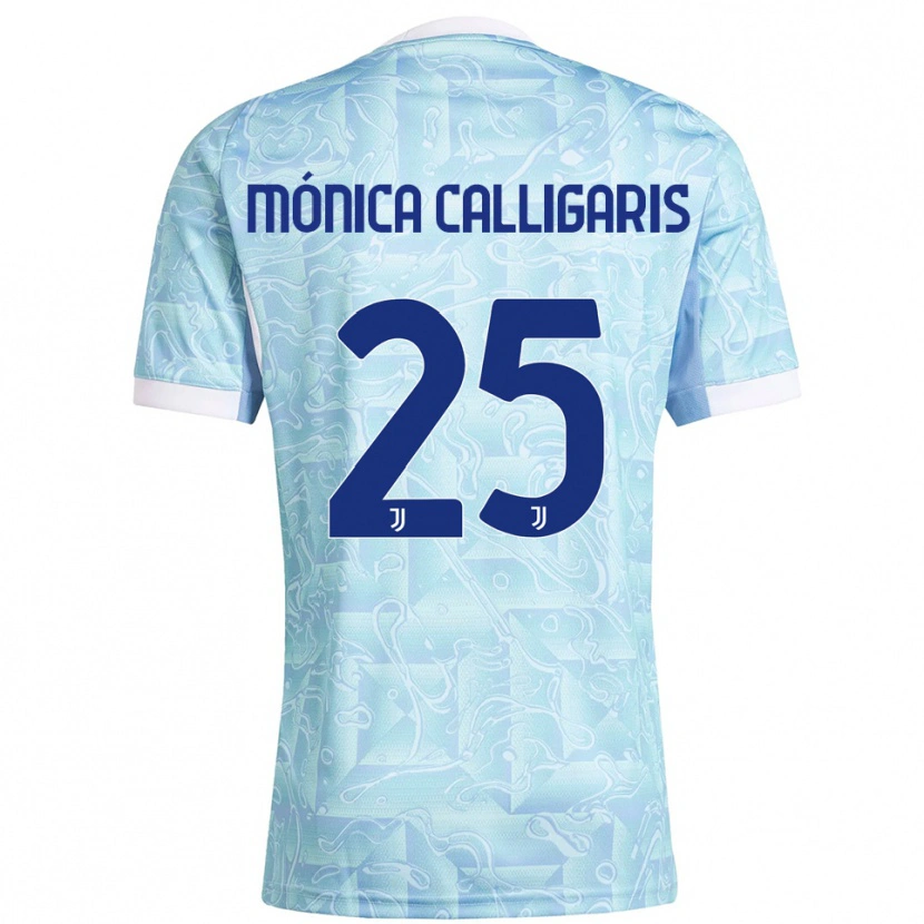 Danxen Kinder Viola Mónica Calligaris #25 Himmelblau Gelb Auswärtstrikot Trikot 2025/26 T-Shirt
