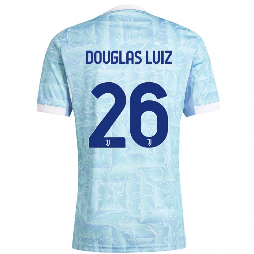 Danxen Kinder Douglas Luiz #26 Himmelblau Gelb Auswärtstrikot Trikot 2025/26 T-Shirt