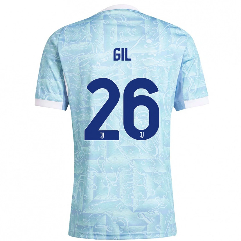 Danxen Kinder Javier Gil #26 Himmelblau Gelb Auswärtstrikot Trikot 2025/26 T-Shirt
