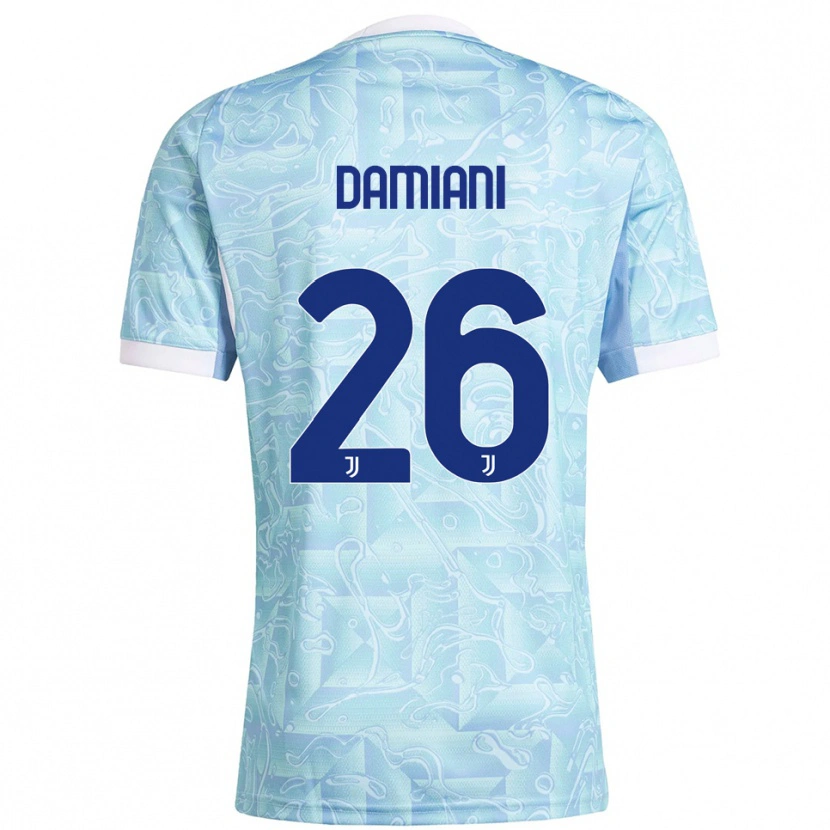 Danxen Kinder Samuele Damiani #26 Himmelblau Gelb Auswärtstrikot Trikot 2025/26 T-Shirt