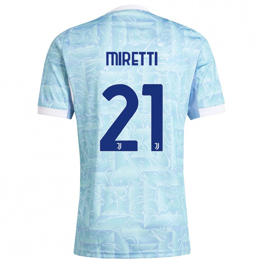 Danxen Kinder Fabio Miretti #21 Himmelblau Gelb Auswärtstrikot Trikot 2025/26 T-Shirt