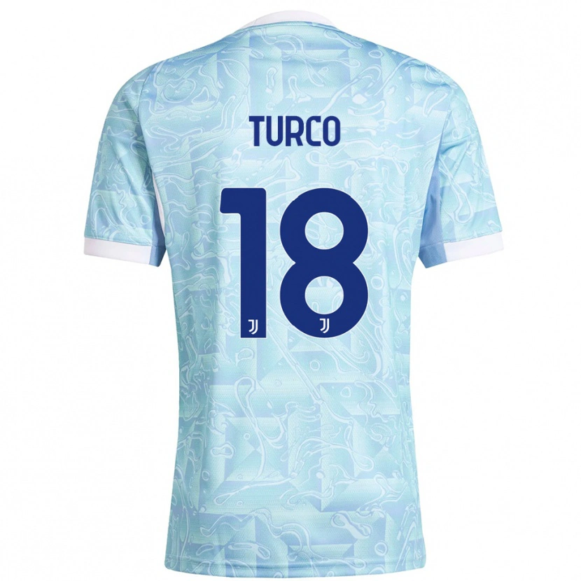 Danxen Kinder Nicolo Turco #18 Himmelblau Gelb Auswärtstrikot Trikot 2025/26 T-Shirt