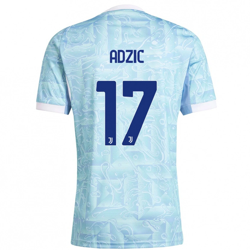 Danxen Kinder Vasilije Adžić #17 Himmelblau Gelb Auswärtstrikot Trikot 2025/26 T-Shirt