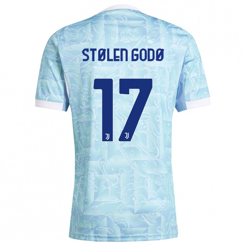 Danxen Kinder Emma Stølen Godø #17 Himmelblau Gelb Auswärtstrikot Trikot 2025/26 T-Shirt