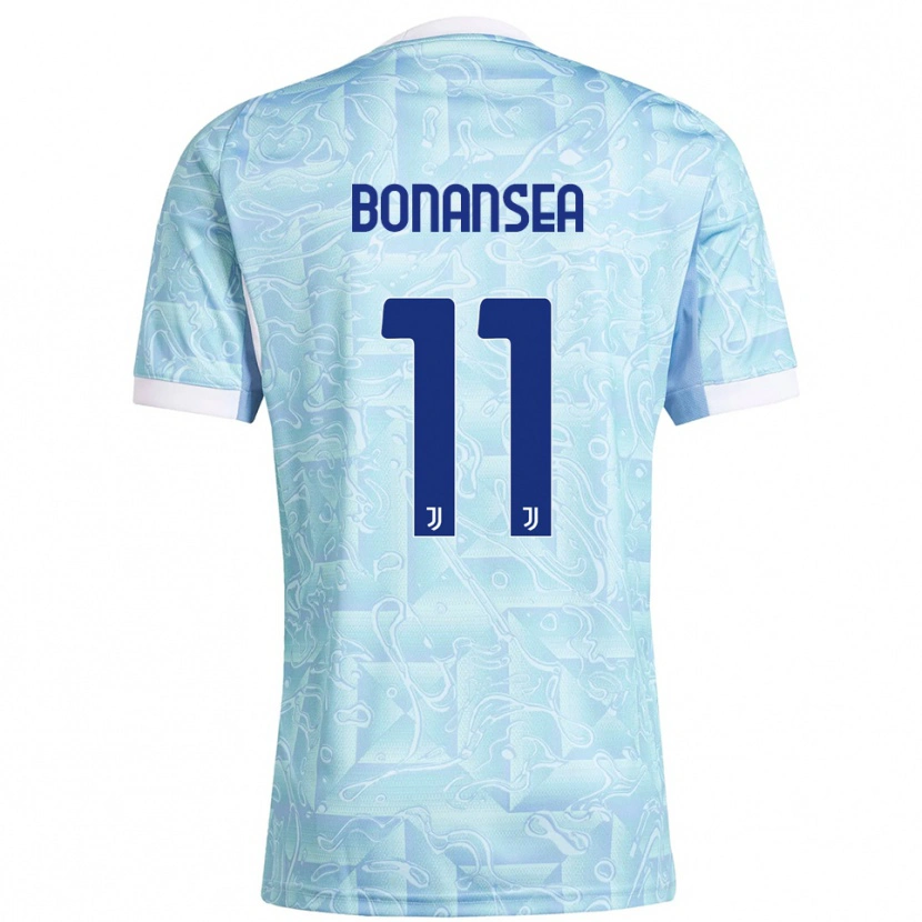 Danxen Kinder Barbara Bonansea #11 Himmelblau Gelb Auswärtstrikot Trikot 2025/26 T-Shirt