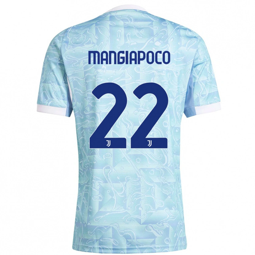 Danxen Kinder Stefano Mangiapoco #22 Himmelblau Gelb Auswärtstrikot Trikot 2025/26 T-Shirt