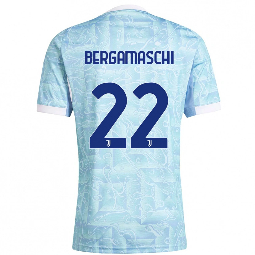 Danxen Kinder Valentina Bergamaschi #22 Himmelblau Gelb Auswärtstrikot Trikot 2025/26 T-Shirt
