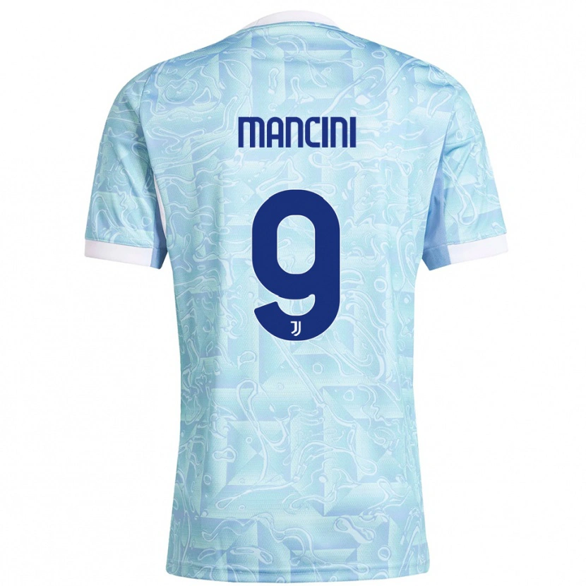 Danxen Kinder Tommaso Mancini #9 Himmelblau Gelb Auswärtstrikot Trikot 2025/26 T-Shirt