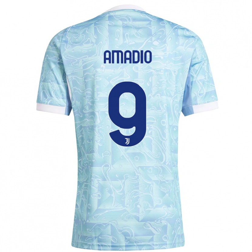 Danxen Kinder Alex Amadio #9 Himmelblau Gelb Auswärtstrikot Trikot 2025/26 T-Shirt