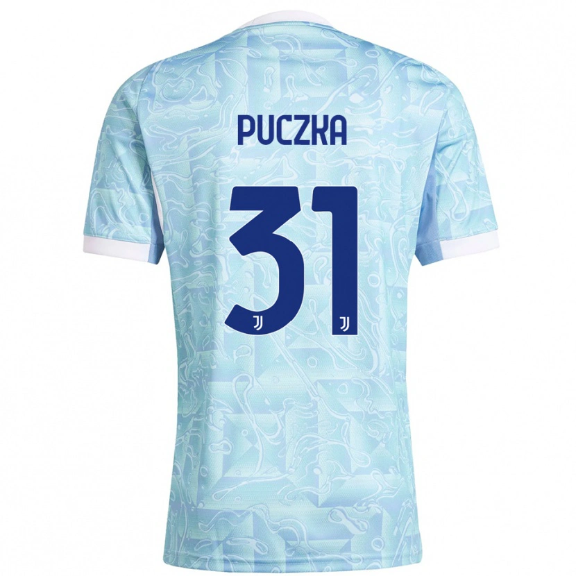 Danxen Kinder David Puczka #31 Himmelblau Gelb Auswärtstrikot Trikot 2025/26 T-Shirt