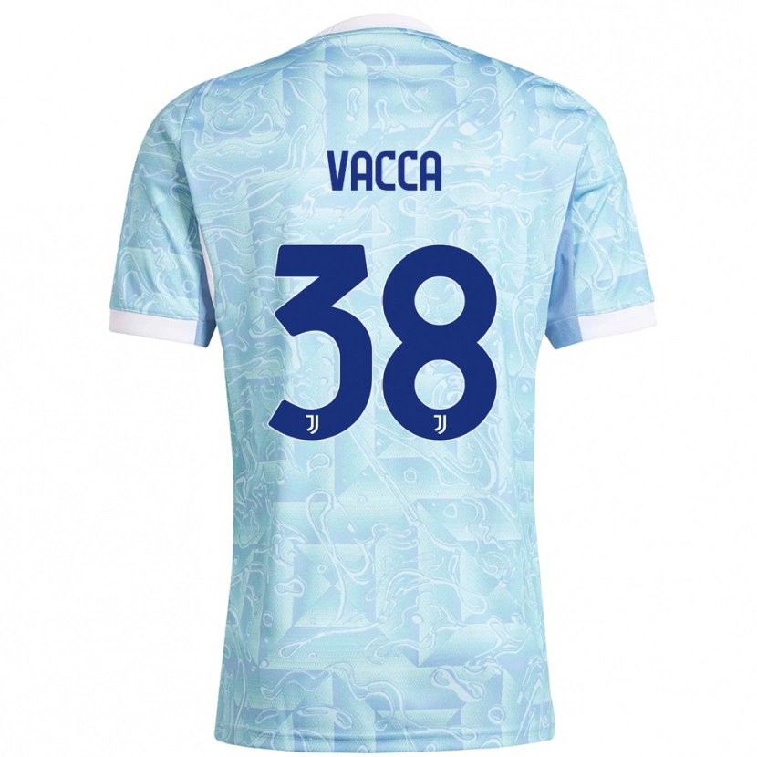 Danxen Kinder Alessio Vacca #38 Himmelblau Gelb Auswärtstrikot Trikot 2025/26 T-Shirt