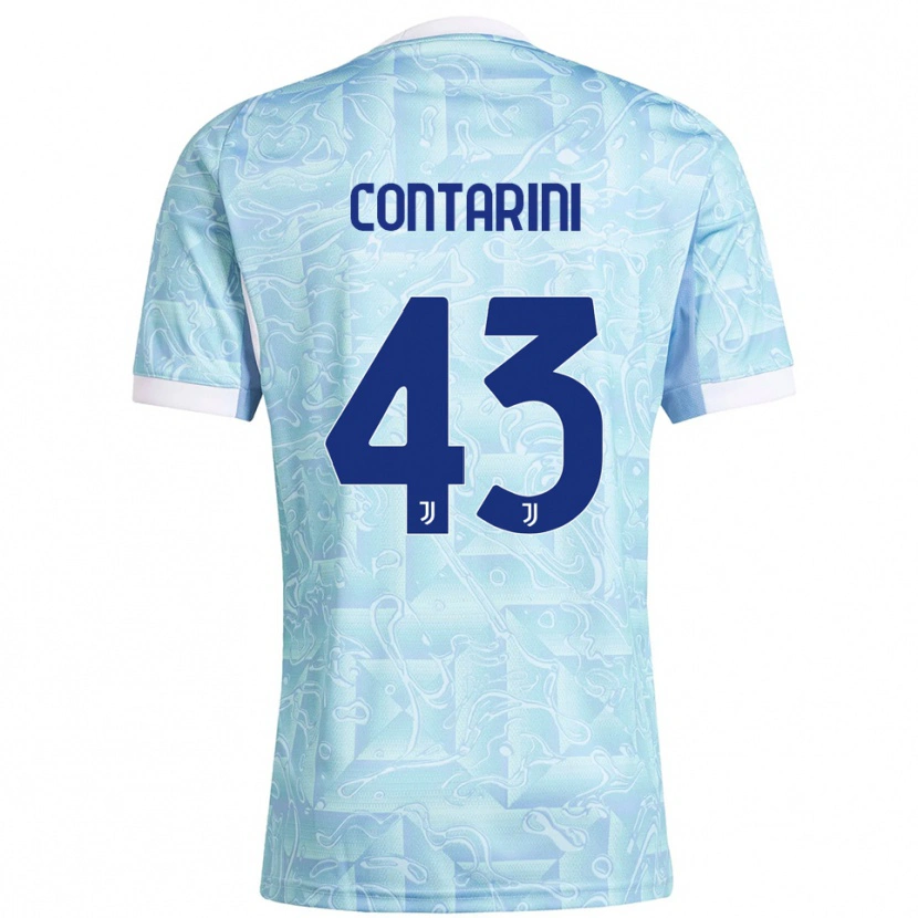 Danxen Kinder Jacopo Contarini #43 Himmelblau Gelb Auswärtstrikot Trikot 2025/26 T-Shirt