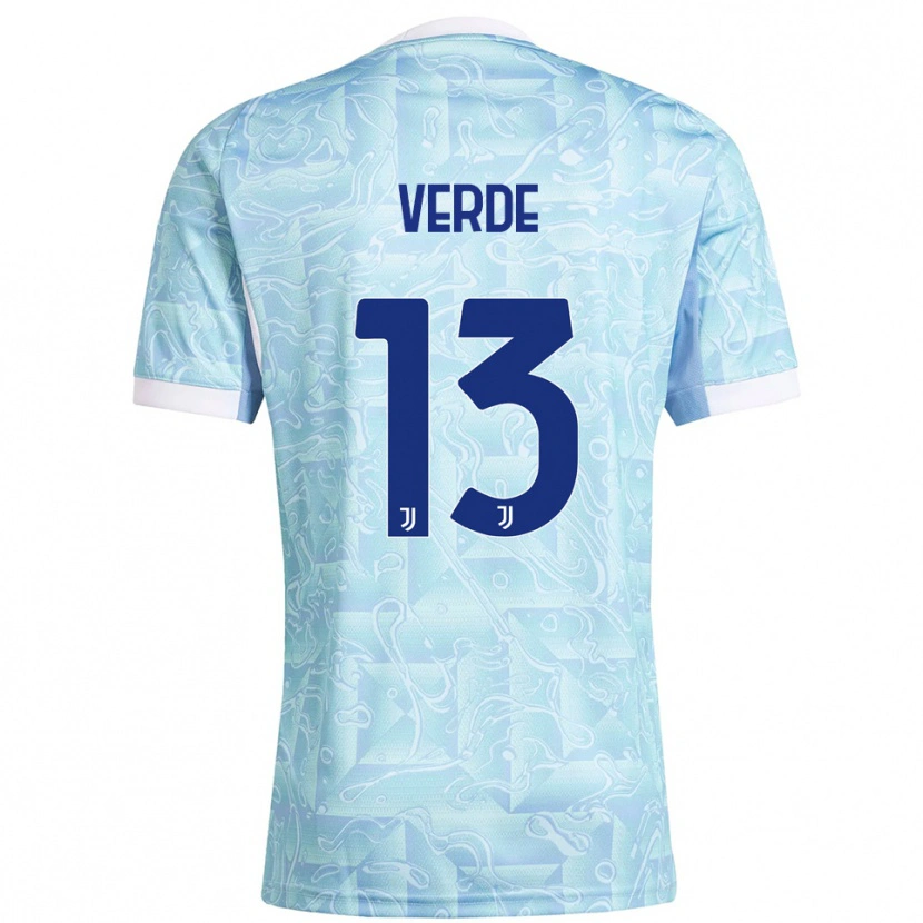 Danxen Kinder Francesco Verde #13 Himmelblau Gelb Auswärtstrikot Trikot 2025/26 T-Shirt