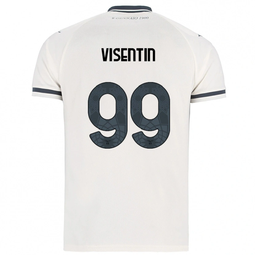 Danxen Kinder Noemi Visentin #99 Weiß Marineblau Auswärtstrikot Trikot 2025/26 T-Shirt