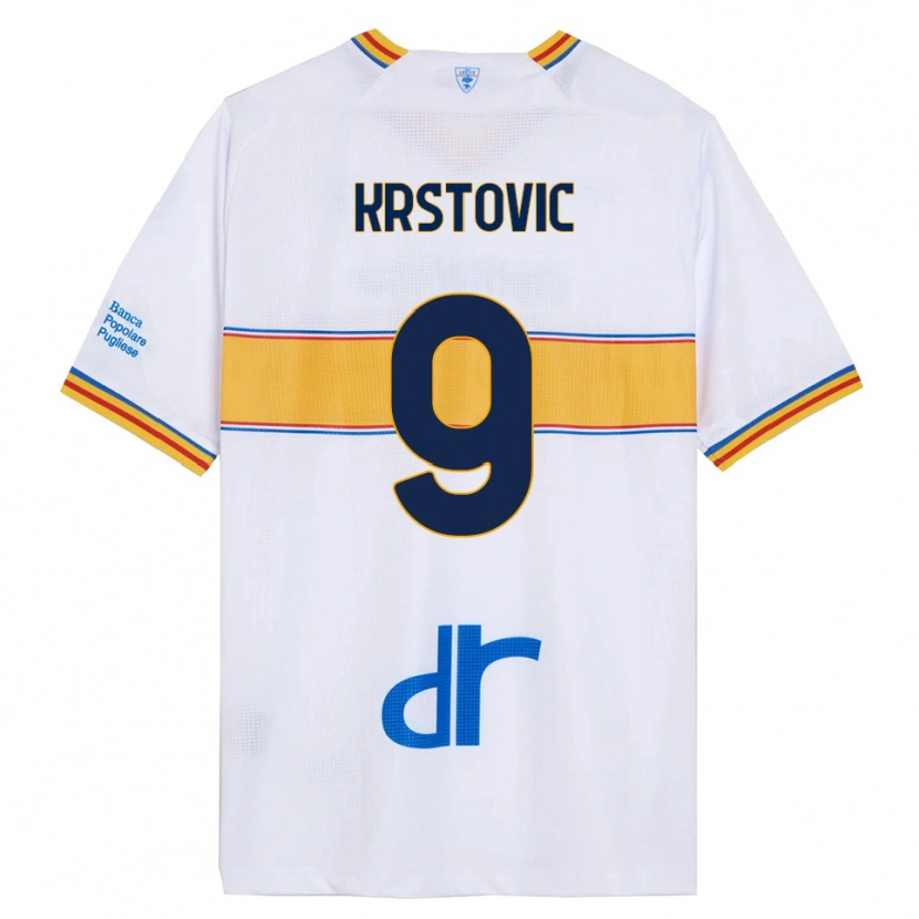 Danxen Kinder Nikola Krstović #9 Weiß Gelb Auswärtstrikot Trikot 2025/26 T-Shirt