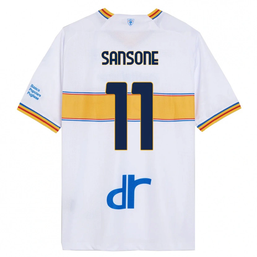 Danxen Kinder Nicola Sansone #11 Weiß Gelb Auswärtstrikot Trikot 2025/26 T-Shirt