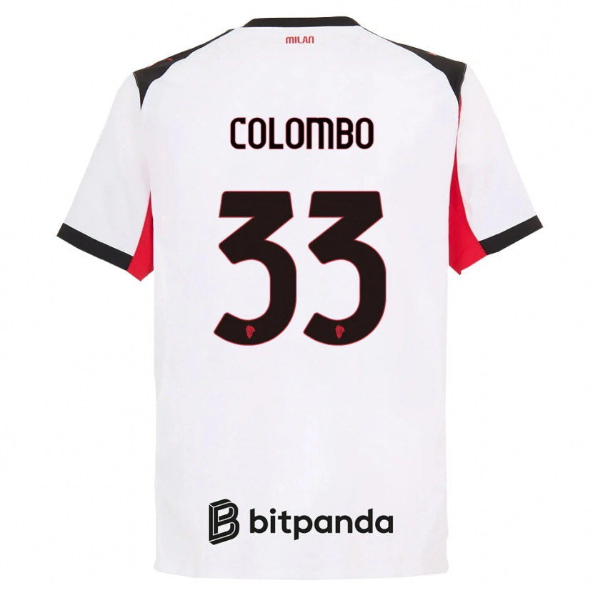Danxen Kinder Federico Colombo #33 Weiß Schwarz Auswärtstrikot Trikot 2025/26 T-Shirt