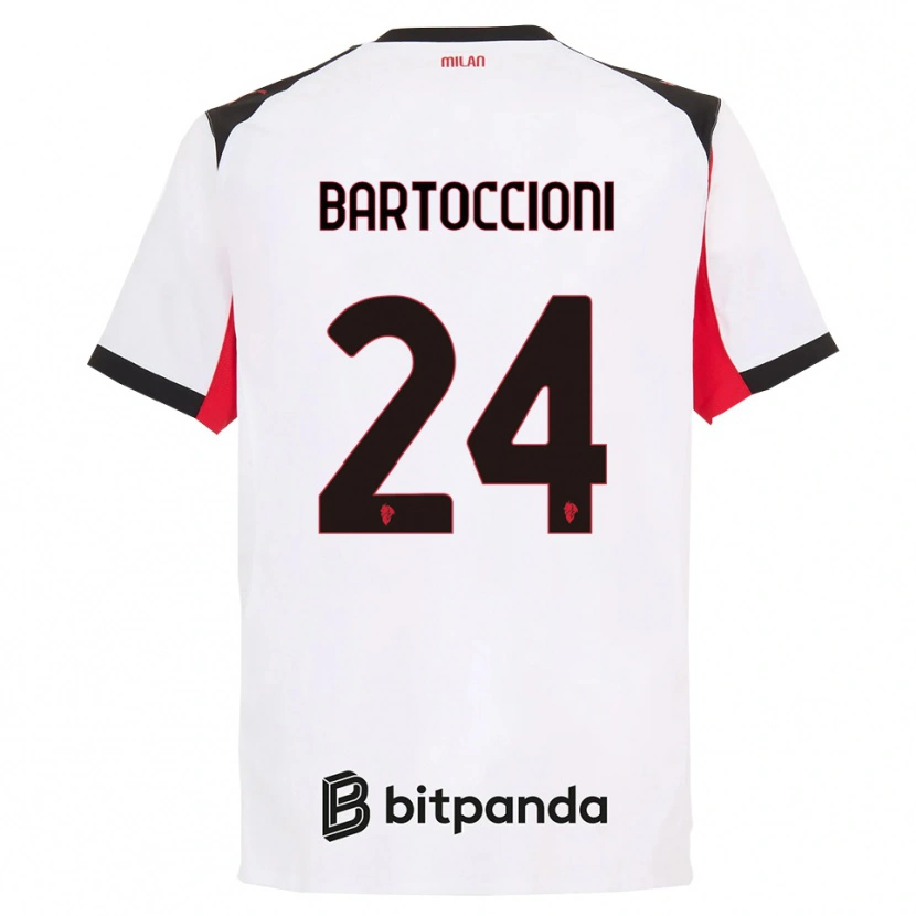 Danxen Kinder Andrea Bartoccioni #24 Weiß Schwarz Auswärtstrikot Trikot 2025/26 T-Shirt