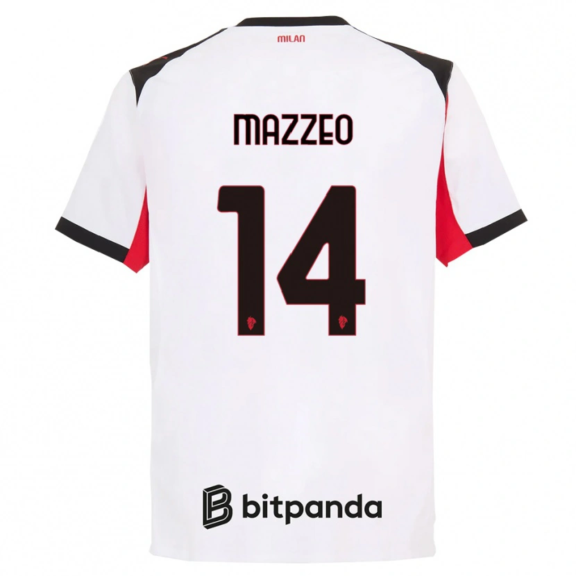 Danxen Kinder Kevin Mazzeo #14 Weiß Schwarz Auswärtstrikot Trikot 2025/26 T-Shirt