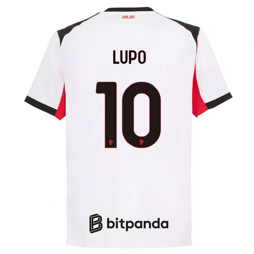Danxen Kinder Simone Lupo #10 Weiß Schwarz Auswärtstrikot Trikot 2025/26 T-Shirt