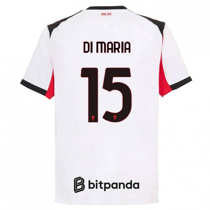 Danxen Kinder Alessandro Di Maria #15 Weiß Schwarz Auswärtstrikot Trikot 2025/26 T-Shirt