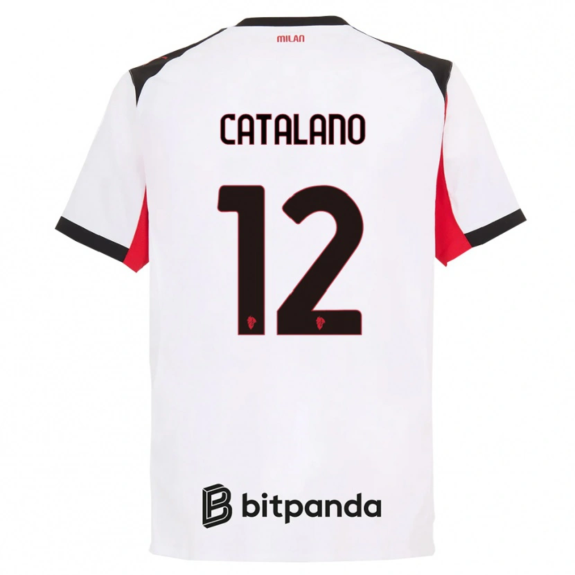Danxen Kinder Alessio Catalano #12 Weiß Schwarz Auswärtstrikot Trikot 2025/26 T-Shirt