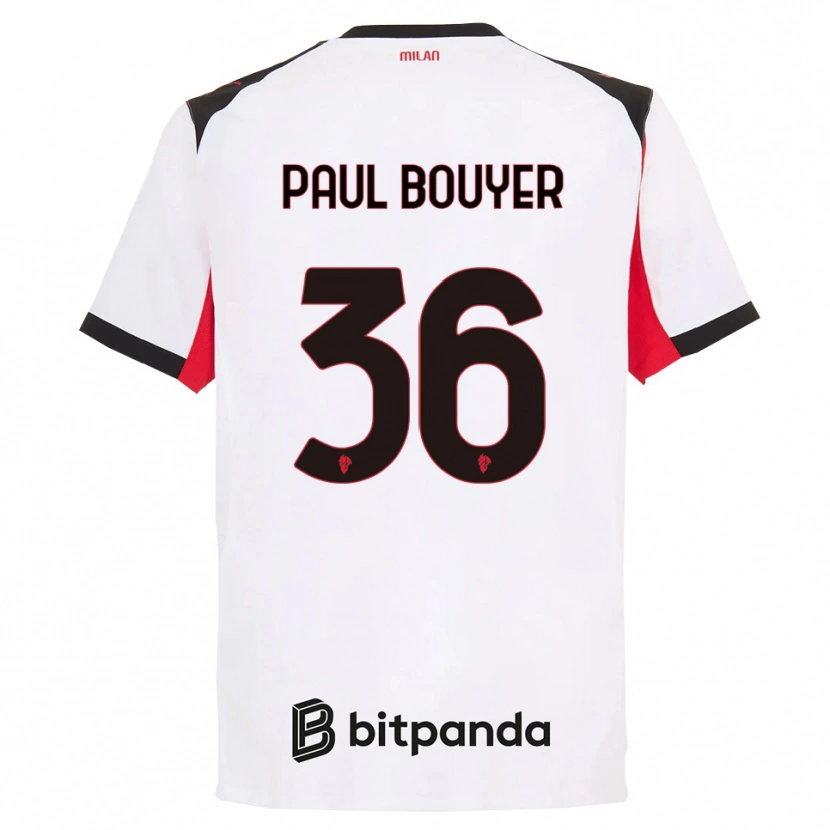 Danxen Kinder Léo Paul Bouyer #36 Weiß Schwarz Auswärtstrikot Trikot 2025/26 T-Shirt