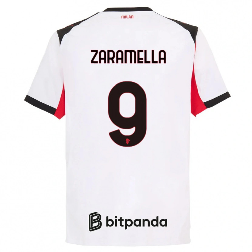 Danxen Kinder Mattia Zaramella #9 Weiß Schwarz Auswärtstrikot Trikot 2025/26 T-Shirt
