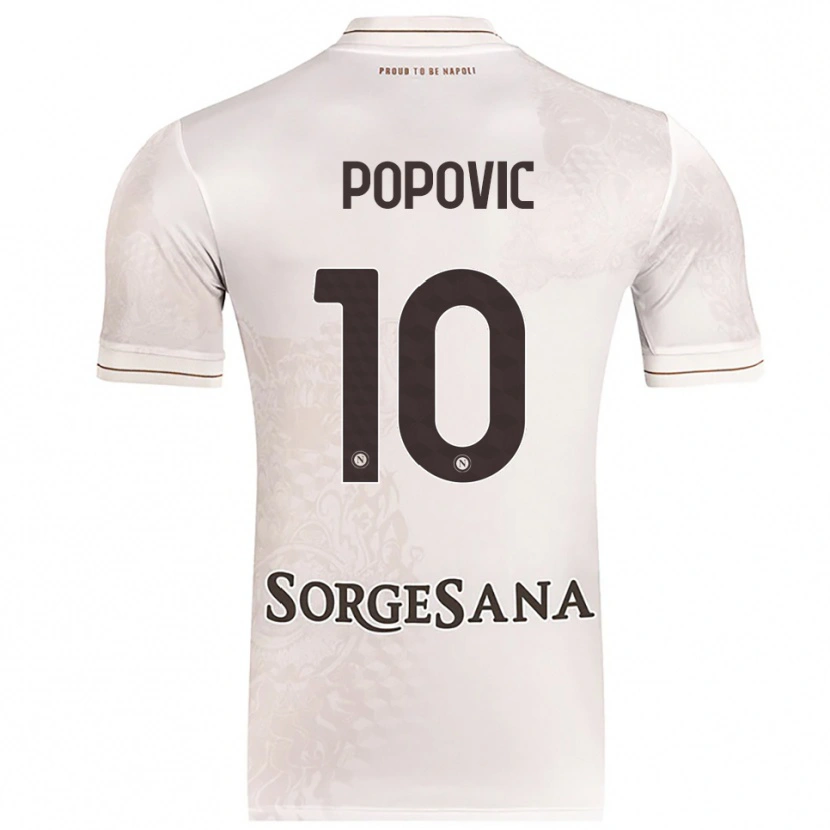 Danxen Kinder Matija Popović #10 Champagner Braun Auswärtstrikot Trikot 2025/26 T-Shirt