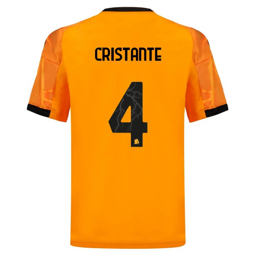 Danxen Kinder Bryan Cristante #4 Orange Schwarz Auswärtstrikot Trikot 2025/26 T-Shirt