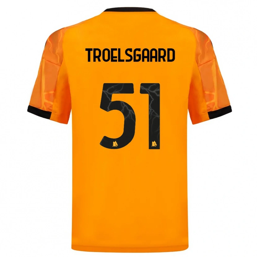 Danxen Kinder Sanne Troelsgaard Nielsen #51 Orange Schwarz Auswärtstrikot Trikot 2025/26 T-Shirt