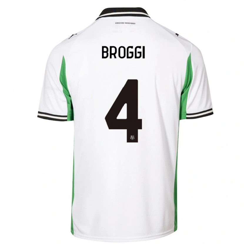 Danxen Kinder Nicola Broggi #4 Weiß Grün Schwarz Auswärtstrikot Trikot 2025/26 T-Shirt