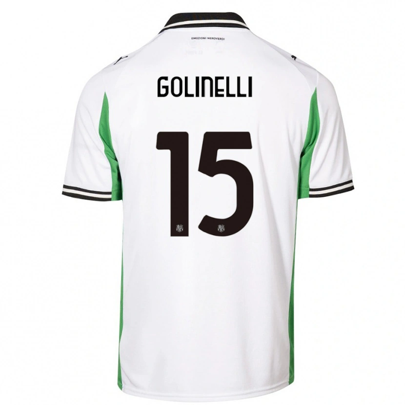 Danxen Kinder Emanuele Golinelli #15 Weiß Grün Schwarz Auswärtstrikot Trikot 2025/26 T-Shirt