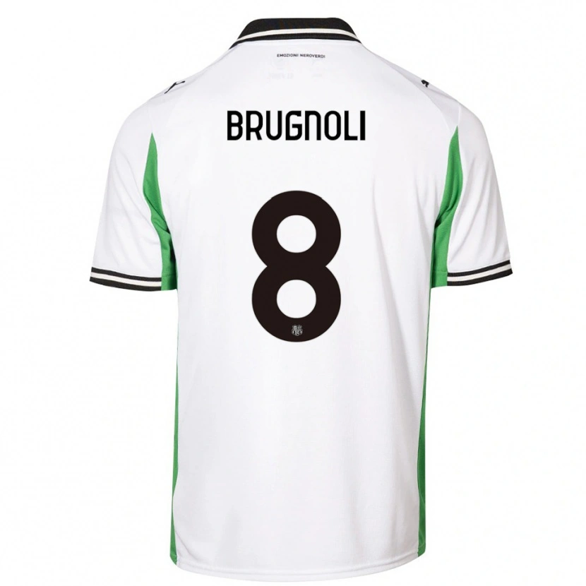 Danxen Kinder Giuseppe Brugnoli #8 Weiß Grün Schwarz Auswärtstrikot Trikot 2025/26 T-Shirt