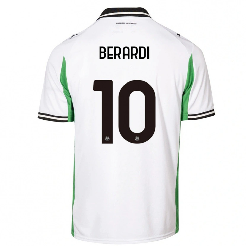Danxen Kinder Domenico Berardi #10 Weiß Grün Schwarz Auswärtstrikot Trikot 2025/26 T-Shirt