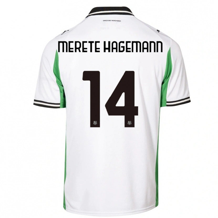 Danxen Kinder Maja Merete Hagemann #14 Weiß Grün Schwarz Auswärtstrikot Trikot 2025/26 T-Shirt