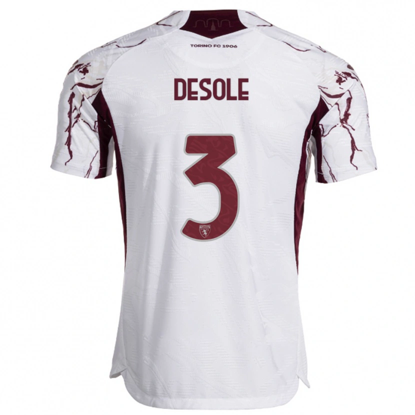 Danxen Kinder Fabio Desole #3 Weiß Burgunderrot Auswärtstrikot Trikot 2025/26 T-Shirt