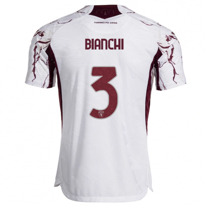 Danxen Kinder Riccardo Bianchi #3 Weiß Burgunderrot Auswärtstrikot Trikot 2025/26 T-Shirt
